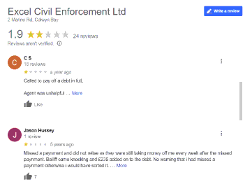 Excel Civil Enforcement Reviews